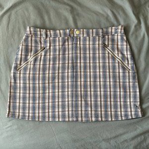 Forever 21 Beige & Blue Plaid Mini Skirt
